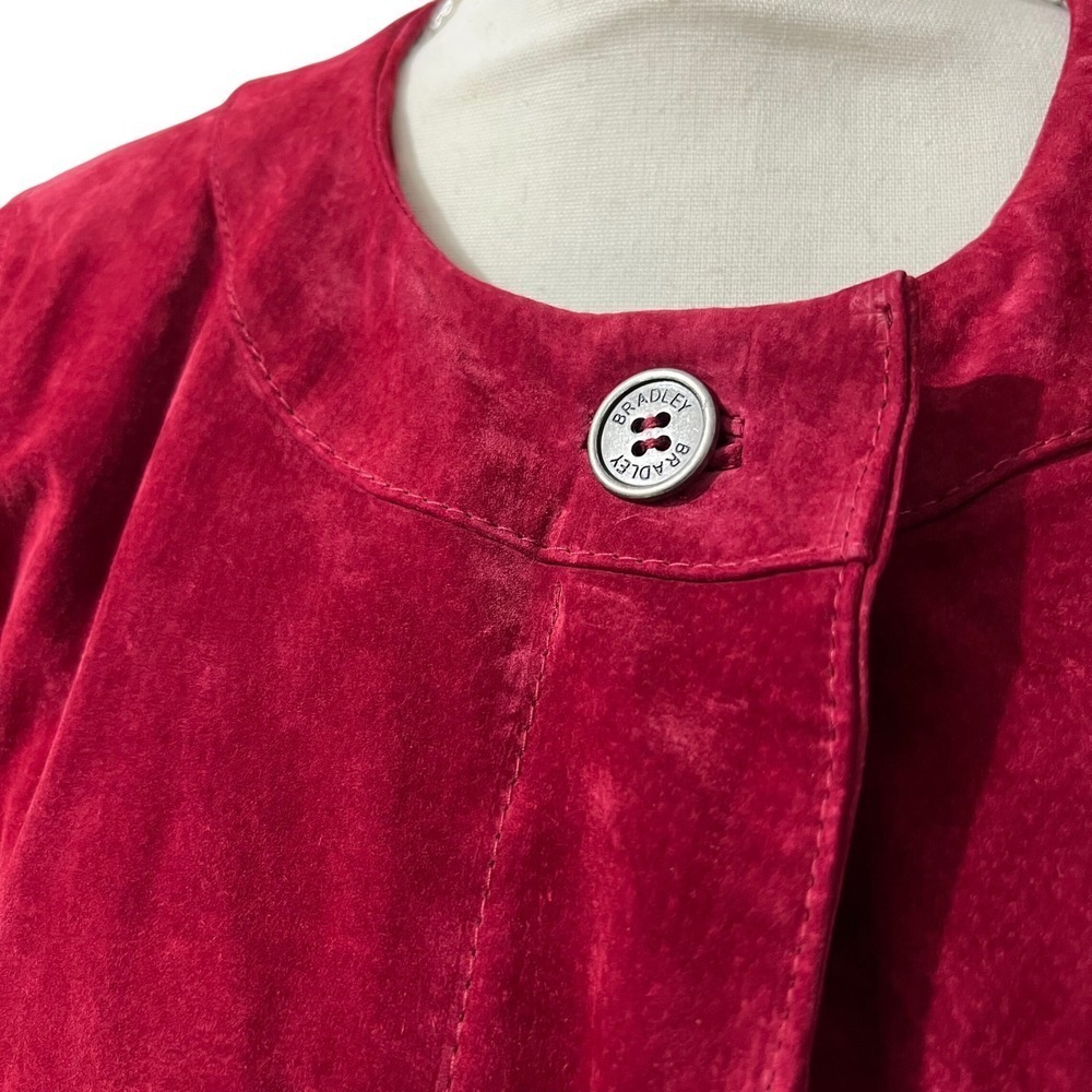 Bradley Bayou Red Suede Grommet Trimmed Long Sleeve Jacket Coat Women's Medium - Picture 7 of 12